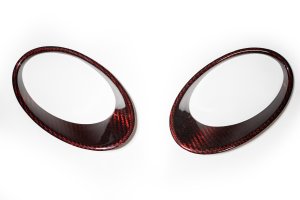  FIAT 500 Driving Lights Frames - Carbon Fiber - NA Model - Red Candy